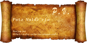 Petz Valéria névjegykártya