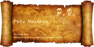 Petz Valéria névjegykártya